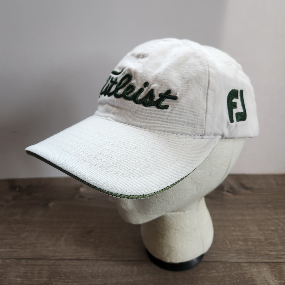 Titleist FootJoy FJ Golf White Green Strapback Adjustable Baseball Hat Cap READ